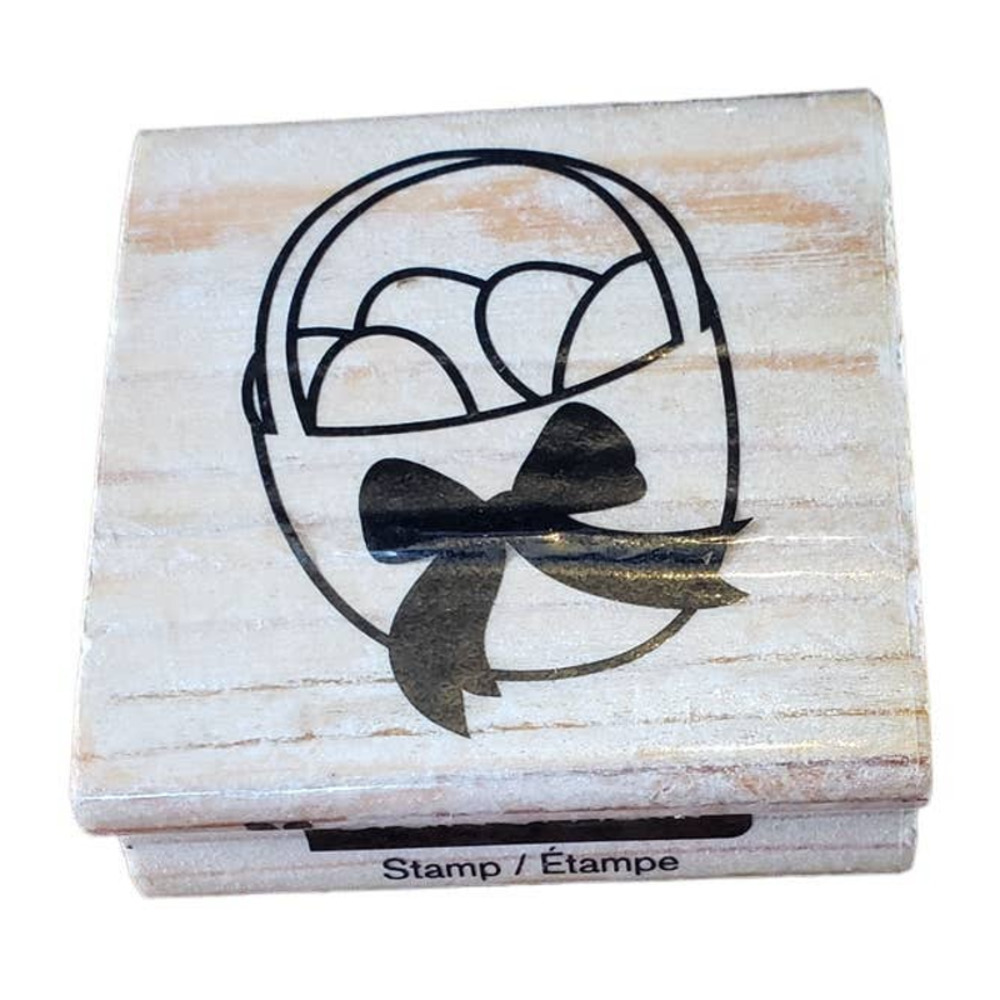 Spring Easter Basket With Eggs Craftsmart Wood Mounted Rubber Stamp